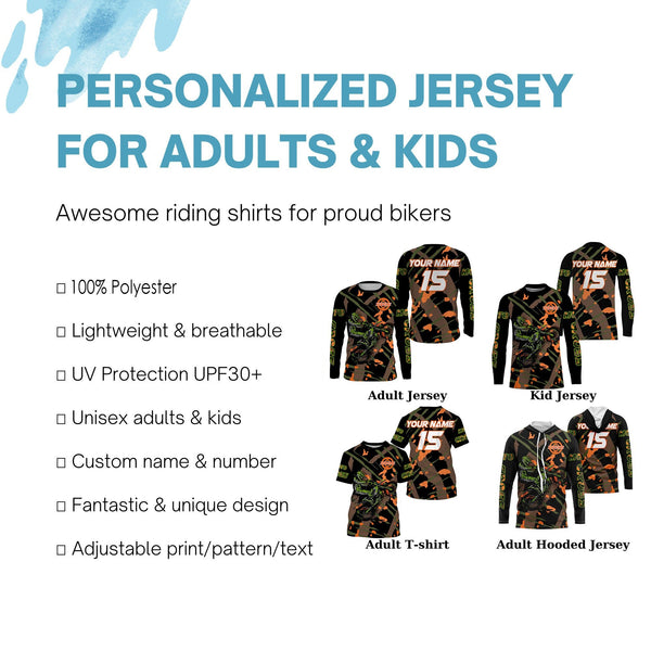 Camo Motocross racing jersey kid men women UPF30+ personalized dirt bike off-road motorcycle PDT58