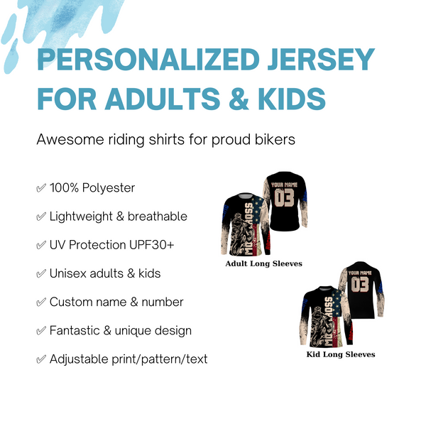 American Personalized Motocross Jersey UPF30+ MX Racing Shirt Dirt Bike Patriotic Off-road NMS1189