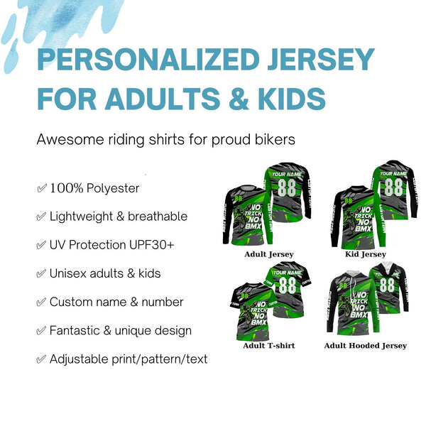 Green BMX racing jersey Custom lightweight UPF30+ sun shirt youth adult Cycling motocross racewear| SLC111