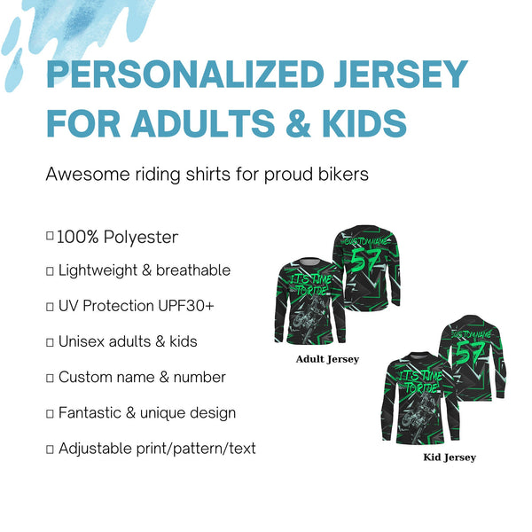 It's Time To Ride personalized dirt bike jersey UFP30+ adult kid Motocross racing long sleeves NMS1087