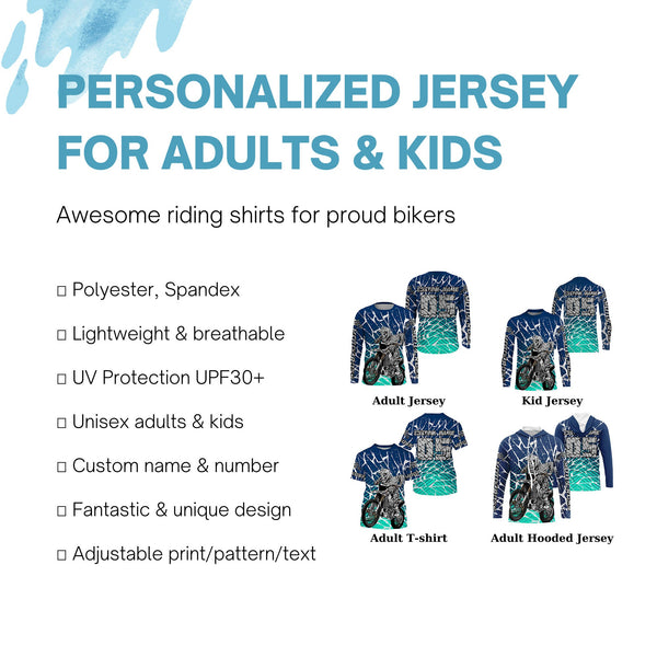 Blue Motocross jersey youth men women UV protective personalized biker racing off-road motorcycle PDT05
