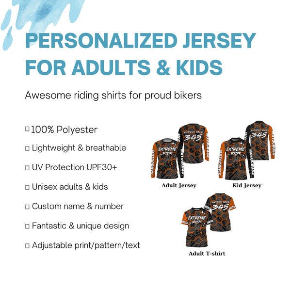 Orange Motocross kid&adult jersey UPF30+ extreme ride custom dirt bike shirt off-road PDT361