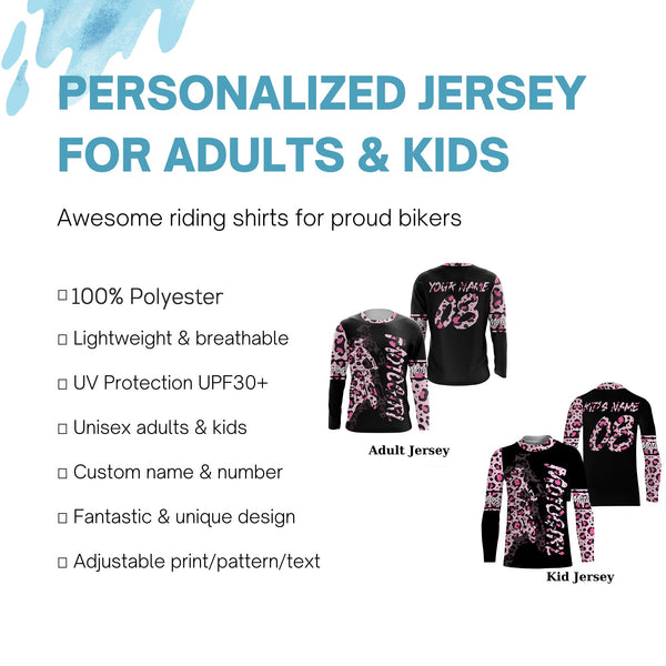 MotoGirl Personalized Jersey UPF30+ Motocross Girl Leopard Dirt Bike Riding Shirt Women Bikers NMS1286