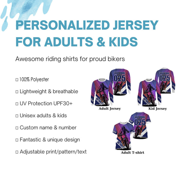 Custom Motocross Kid Men Women Jersey UPF30+ Pink Dirt Bike Racing Shirt MX Off-Road Long Sleeve PDT377