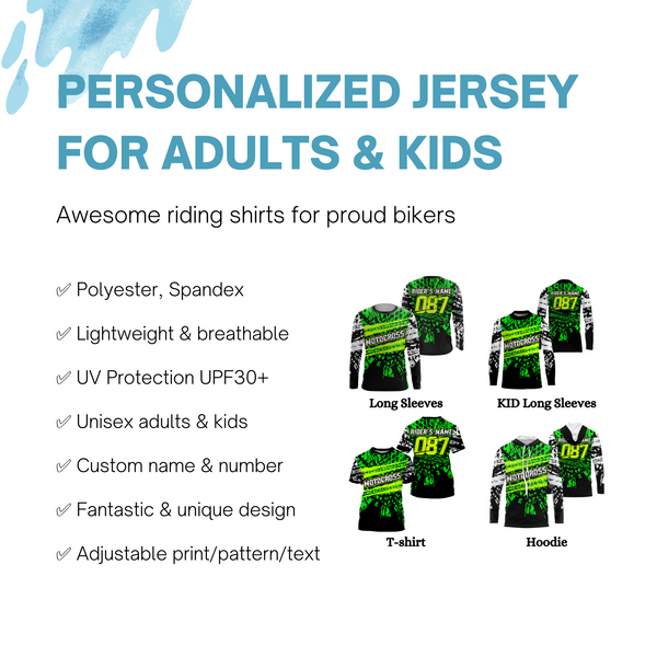 Personalized Motocross Jersey UPF30+ Dirt Bike Racing Off-road Motorcycle Race MX Riders Adult&Kid| NMS701