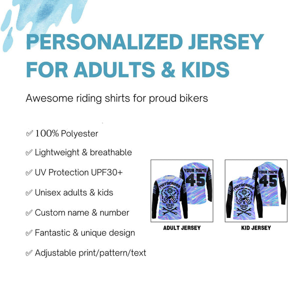 Personalized motocross jersey UPF30+ dirt bike parts skull long sleeves motorcycle off-road NMS1063