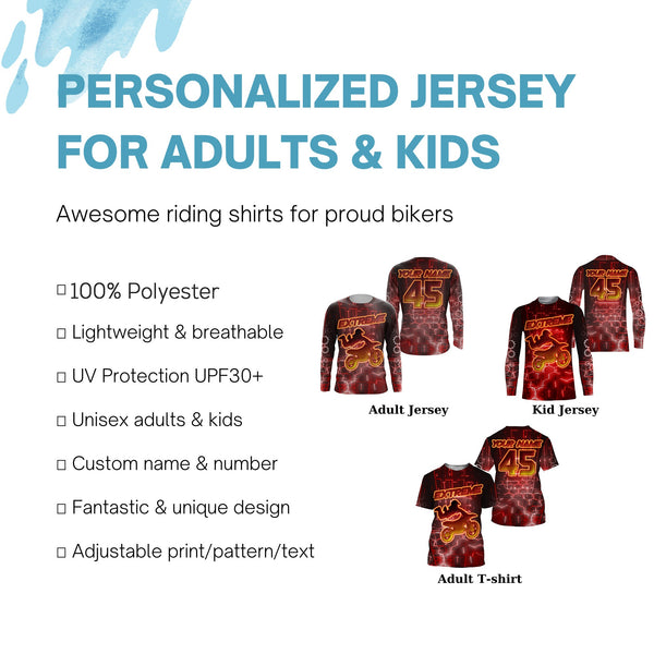 Red MX jersey custom dirt bike kid men women UPF30+ extreme Motocross racing shirt motorcycle PDT312