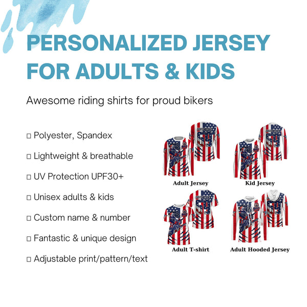 MX jersey for men kid women American flag custom Motocross UPF30+ biker extreme motorcycle shirt PDT30