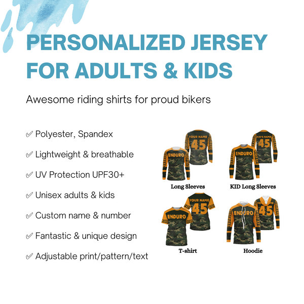 Personalized Enduro Jersey UPF30+ Terrain Motocross Adults & Kid Extreme Dirt Bike Off-road Racing| NMS692