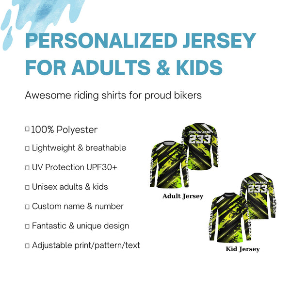 Custom Motocross Jersey UPF30+ Kid&Adult Green Dirt Bike Racing Off-road Motorcycle Racewear NMS1269