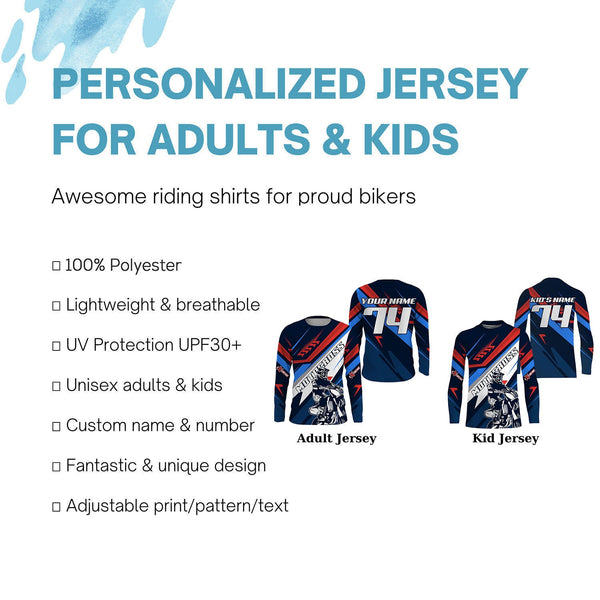 Extreme Motocross jersey personalized UPF30+ kid adult dirt bike racing long sleeves offroad Biker NMS1092