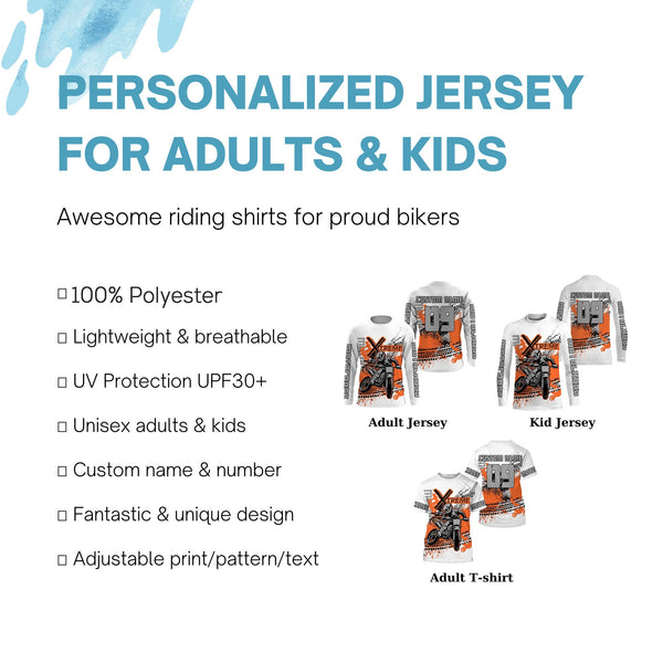 Extreme orange Motocross jersey men women kid UPF30+ custom dirt bike racing shirt motorcycle PDT402