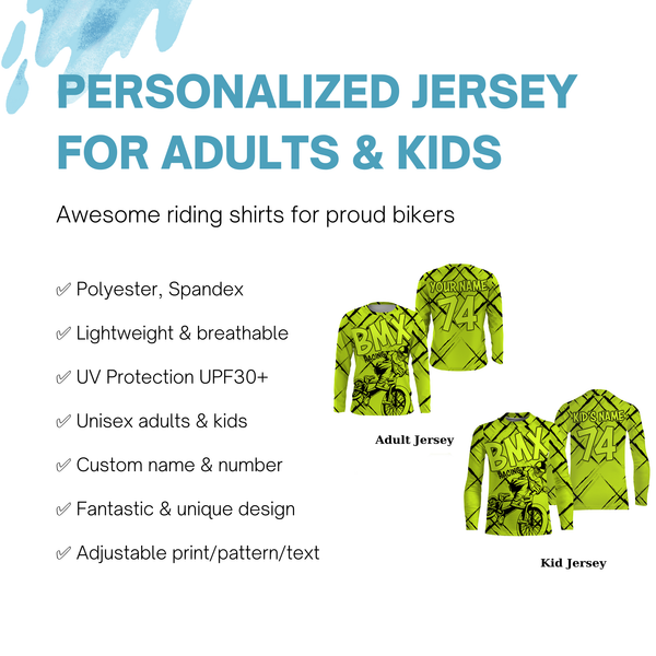 Custom BMX motocross racing jersey UPF30+ Adult&Kid Cycling riding shirt Extreme Off-road Racewear| SLC55