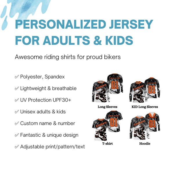 Enduro Jersey UPF30+ Personalized Off-road Motocross Adults & Kid Extreme Dirt Bike Racing| NMS695