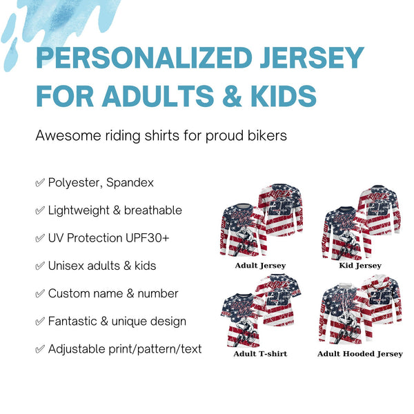 Custom MTB racing jersey Patriotic UPF30+ freestyle USA adult kid shirt Mountain bike cycling gear| SLC99