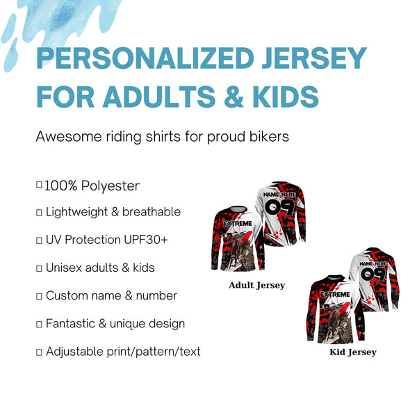 Kid Adult Motocross jersey personalized UPF30+ Extreme dirt bike racing long sleeves NMS1101