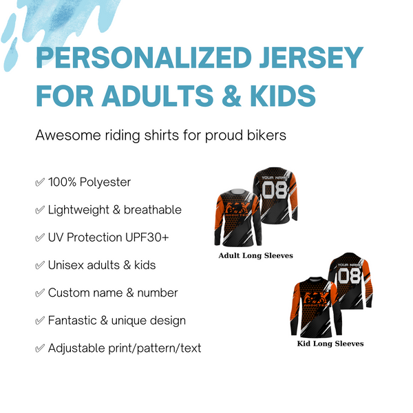 MX Addicted kid adult Motocross jersey personalized UPF30+ dirt bike racing long sleeves NMS1098