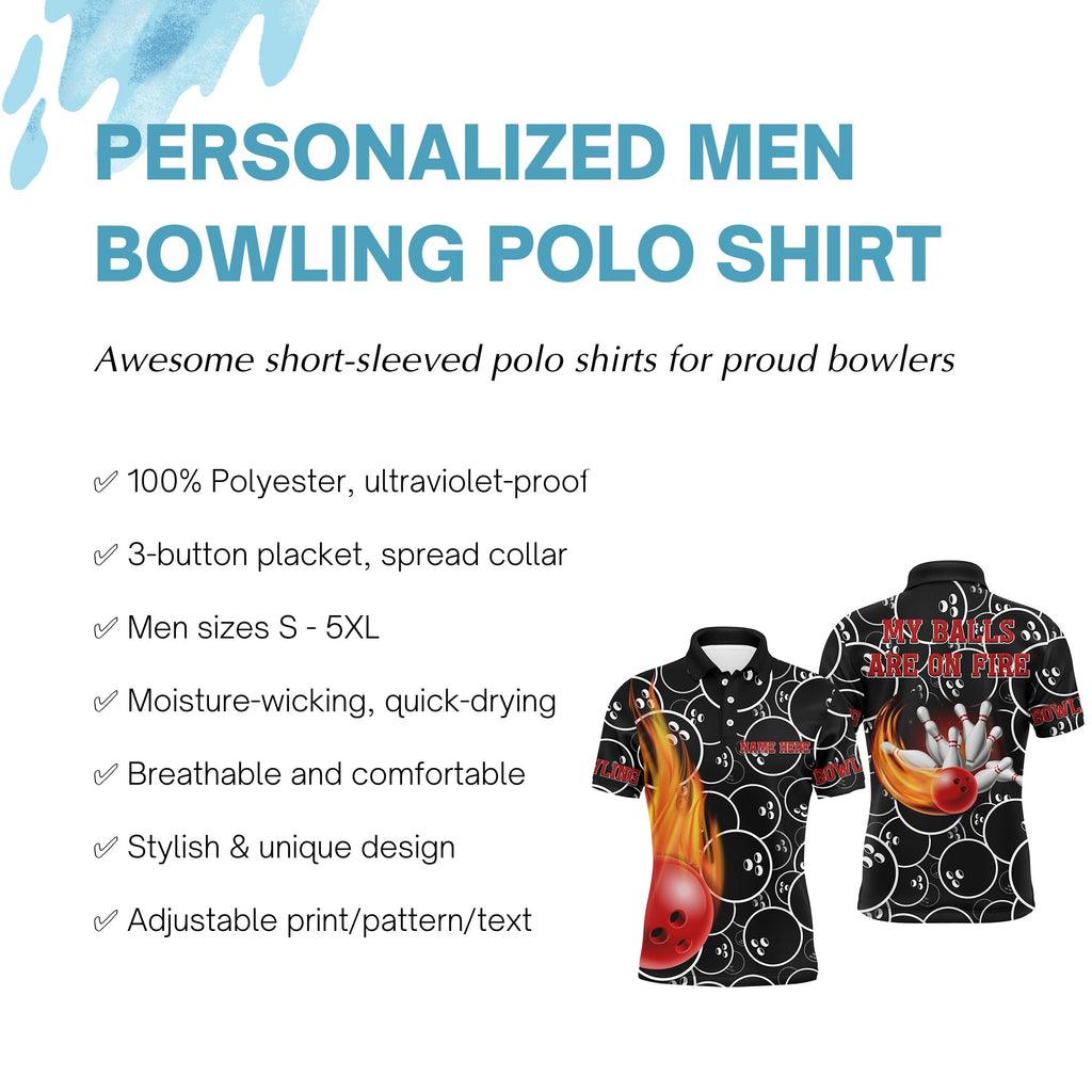 Flame Bowling Shirt Custom Name My Balls Are On Fire Bowling Polo