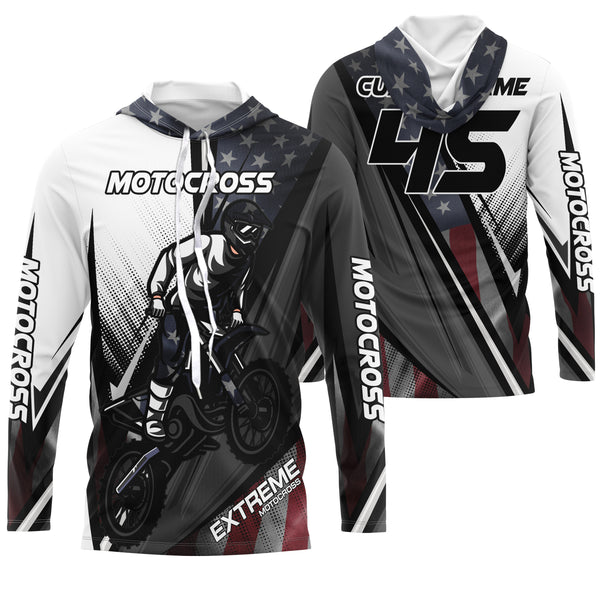 Personalized Motocross Jersey UPF30+ Patriotic Racing Shirt American Biker Motorcycle US Adult&Kid| NMS715