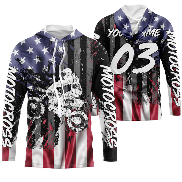 Motocross Racing Jersey UPF30+ UV Shirt Personalized American Riding Patriotic Motorcycle Rider NMS484