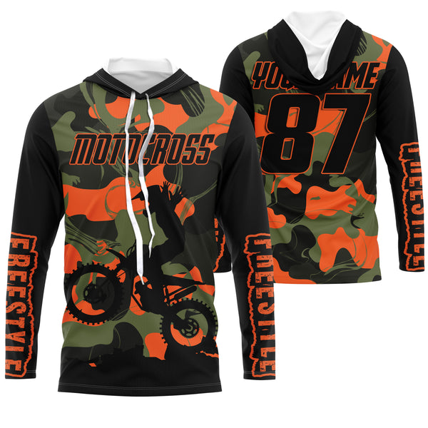 Freestyle Motocross Jersey Personalized UPF30+ Adults & Kid Camo FMX Dirt Bike Race Riders Motorcycle| NMS687