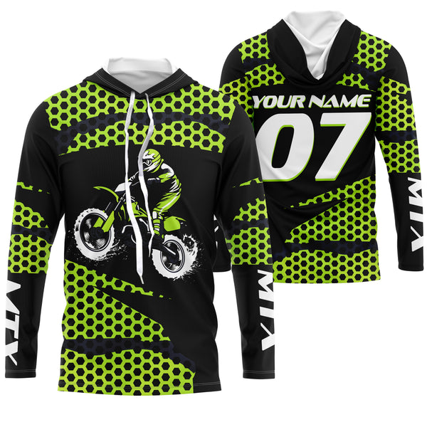 Motocross Racing Jersey UPF30+ Personalized MTX Riders Dirt Bike Shirt Off-road Motorcycle Green Jersey| NMS663