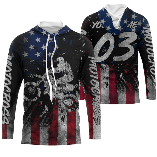 Patriotic Motocross Jersey Personalized Racing Shirt UPF30+ Adult&Kid American MX Racing Motorcycle| NMS721