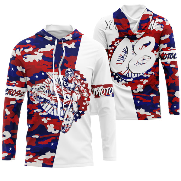 Camo Motocross Jersey Personalized UPF30+ Dirt Bike Riding Shirt Patriotic Off-road Motorcycle Riders| NMS527