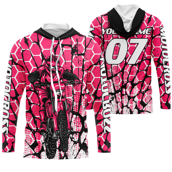 Motocross Racing Personalized Jersey UPF30+ Adults & Kid Dirt Bike Motorcycle Off-road MX Riders Pink| NMS682