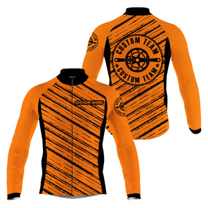Orange Men cycling jersey Custom name cycle gear with 3 pockets Anti-UV full zip MTB BMX racewear| SLC119