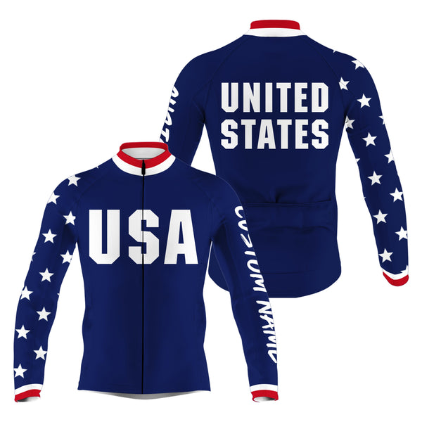 USA men women Cycling jersey UPF50+ American bike shirt with 3-rear pockets Full zip bicycle gear| SLC179