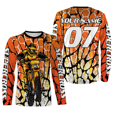Orange Supercross Jersey Custom Number & Name Motorcycle Riding Shirt Off-Road Dirt Bike Racing| NMS540