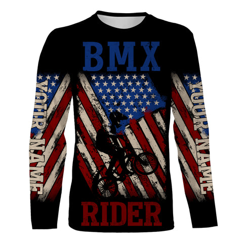 American Mountain Bike Jersey, BMX Rider Custom Patriotic Shirt for Cyclist, Bike Rider, Racing Cycling| JTS438