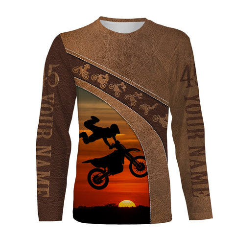 Motocross Leather Pattern Personalized Jersey Dirt Bike Riding Shirt Off-road Motorcycle Riders| NMS510