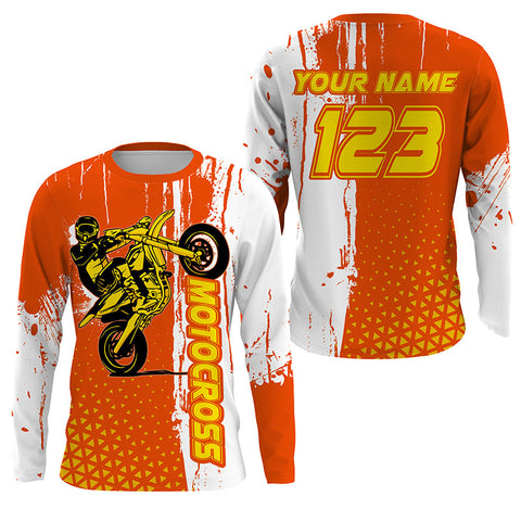 Custom Motocross Jersey UPF30+ Orange MX Racing Dirt Bike Off-Road Motorcycle Racewear NMS1271