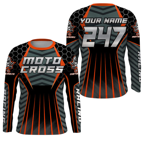 Personalized orange Motocross jersey men women kid racing UPF30+ biker off-road motorcycle shirt PDT303