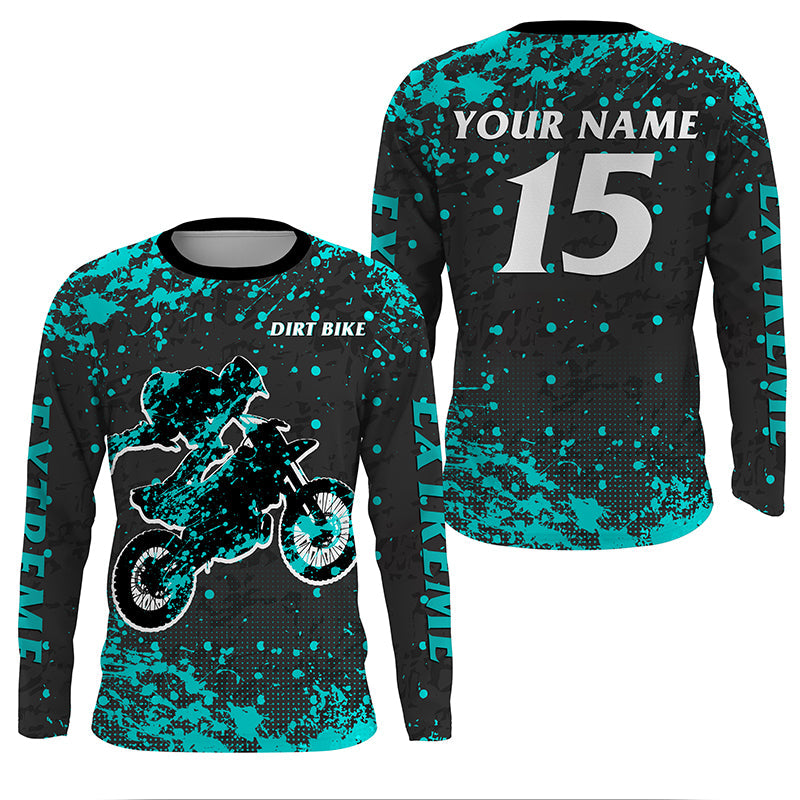 Custom dirt bike jersey men women youth UV protective extreme blue Motocross racing shirt PDT362