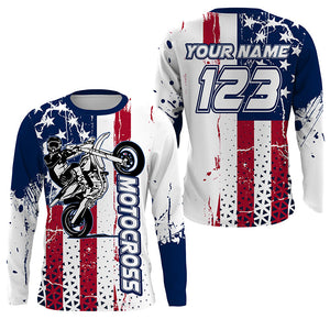 Patriotic Custom Motocross Jersey Kid Adult UPF30+ MX Racing Dirt Bike Offroad Motorcycle Racewear NMS1273