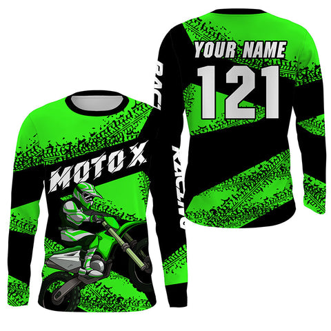 Personalized MotoX jersey racing youth women men UPF30+ Motocross off-road green biker shirt PDT269