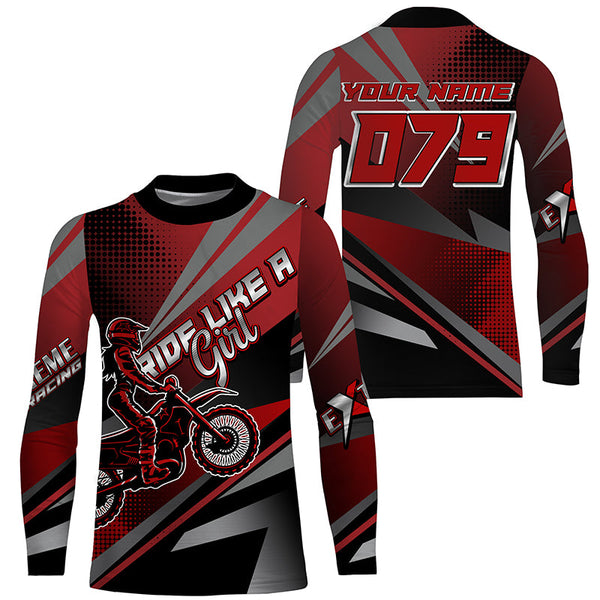 Youth adult dirt bike jersey custom Motocross racing UPF30+ red off-road shirt motorcycle extreme PDT308