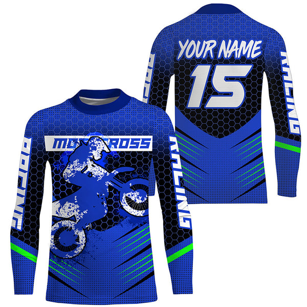 Blue MX youth men women jersey personalized Motocross off-road UPF30+ dirt bike shirt racing PDT333