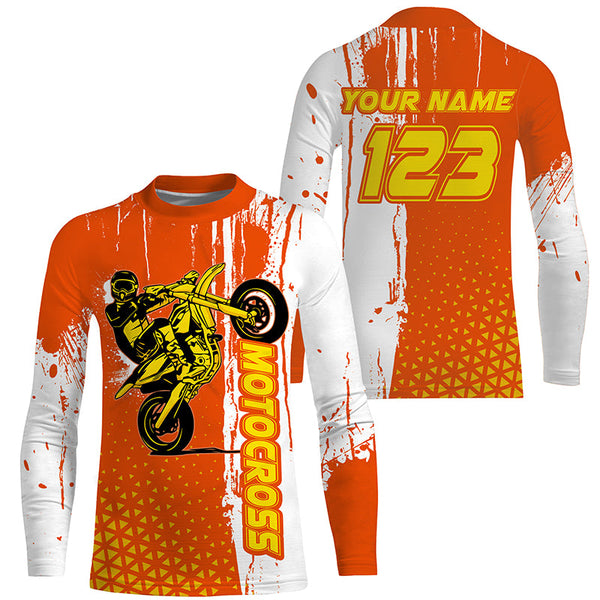 Custom Motocross Jersey UPF30+ Orange MX Racing Dirt Bike Off-Road Motorcycle Racewear NMS1271