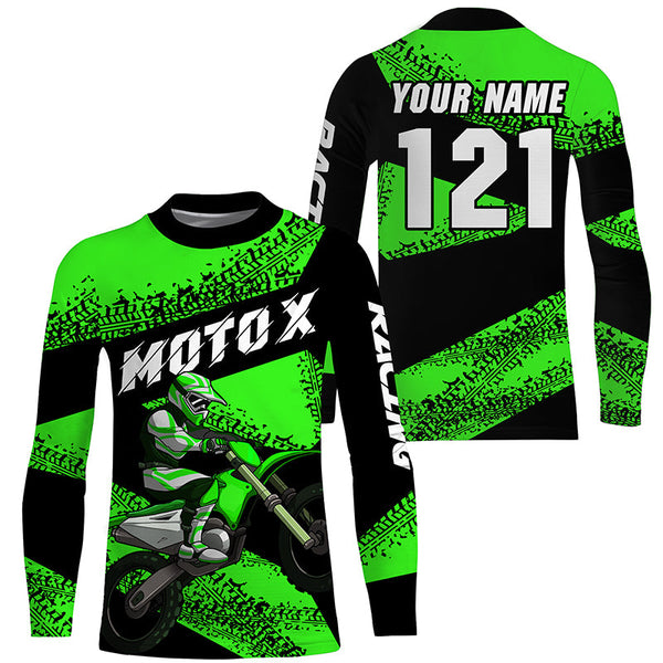 Personalized MotoX jersey racing youth women men UPF30+ Motocross off-road green biker shirt PDT269