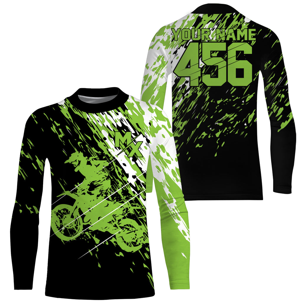 Personalized Motocross Jersey UPF30+, Motorcycle Green Dirt Bike Racin –  Myfihu