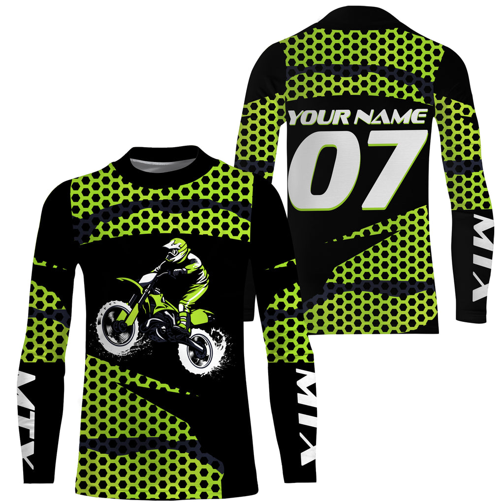 Personalized Motocross Jersey UPF30+, Motorcycle Green Dirt Bike Racin –  Myfihu