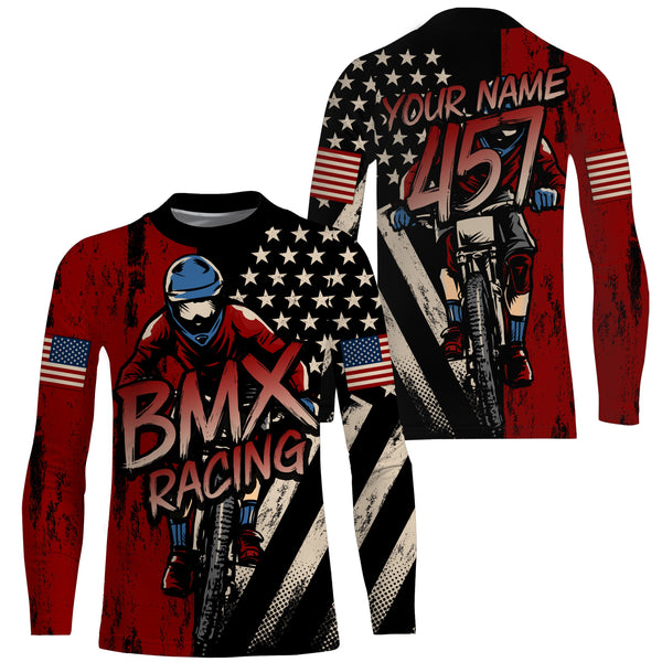 Custom Patriotic BMX racing jersey American UPF30+ freestyle Adult&Kid shirt Extreme Cycling gear| SLC72