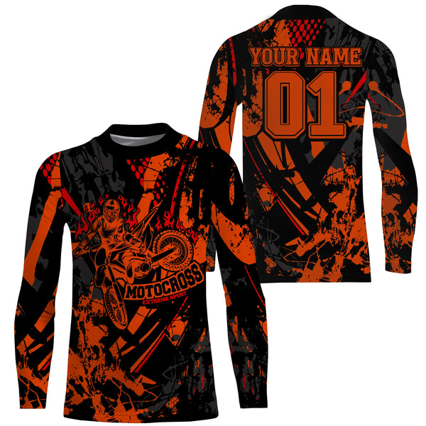 Extreme dirt bike jersey UPF30+ custom number MX racing orange kid&adult off-road Motocross shirt PDT219