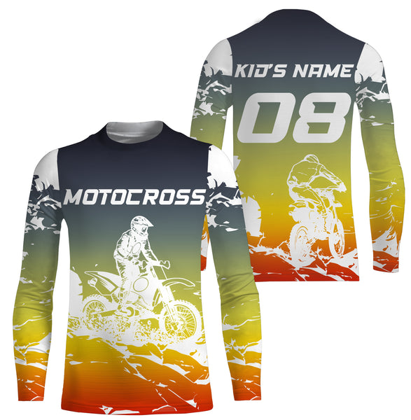 Motocross Personalized Jersey T-shirt Youth Long Sleeves, Dirt Bike Racing Motorcycle Off-road Riders| NMS590