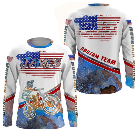 Patriotic MTB cycling jersey Personalized UPF30+ Downhill shirt US adult&kid mountain bike racewear| SLC18