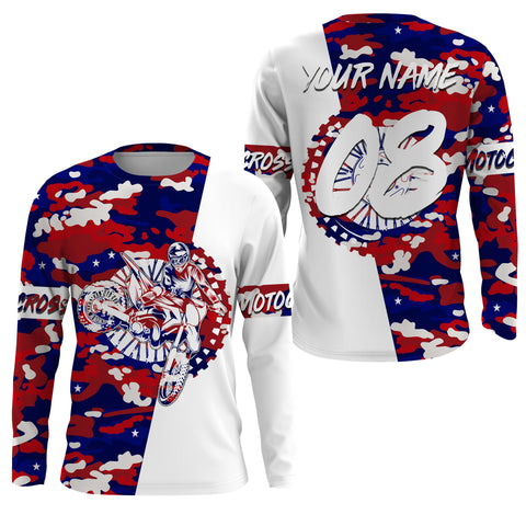 Camo Motocross Jersey Personalized UPF30+ Dirt Bike Riding Shirt Patriotic Off-road Motorcycle Riders| NMS527